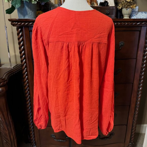 FREE PEOPLE Check On It Faux Wrap Top in Flame - Picture 6 of 11